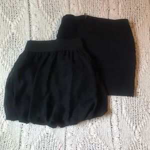 Bundle of two black y2k mini skirts, bubble & bodycon zip up 00s 2000s  Can be s